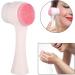 Facial Cleansing Brush Soft Double Sides Deep Cleaning Face Brush Silicone Face Exfoliator Brush Cleanser with Handle for Skincare - Pink - Buy Online on GoSupps.com