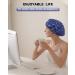 Terry Cloth Lined Shower Cap - YIZIJIZI Triple Layer Waterproof Reusable Cap for Long Thick Hair, Blue Flower & Leaf Design - Buy Online on GoSupps.com