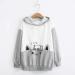 Bigfanshu Womens Dresses Casual Long Sleeve Kitty Cat Print Pocket Thin Hoodie Blouse Top Shirt Gray - Buy Online on GoSupps.com