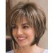 JOLNVCA Pixie Cut Layered Short Brown Wigs with Bangs Straight Synthetic Hair Wigs for White Women (Blonde Mixed Brown)