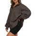 Beppter Women's Christmas Oversized Quarter Zip Sweatshirt Hoodie - Brown Medium | Y2K Fall Fashion - Buy Online on GoSupps.com