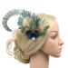 hgnxa TeaParty Fascinator Hair Clip for Party Wedding Women PeacockFeather Fascinator Hair Pin Ethnic Style Church Headdress