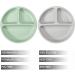 Pandaear 2er Children's Silicone Plate Set - Suction Cup Baby Plate & Spoon 3-Divided BPA-Free Non-Slip for Easy BLW Dining - Buy Online on GoSupps.com
