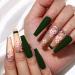 Sethexy long coffin flower false nails spring stick nails matt art false fingernails 24 pieces acrylic press nails for women and girls (green)