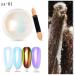 Chrome Nail Powder Chameleon Metallic Nail Art Pigment Powder Iridescent Pigment Pearly Highlight with Sponge Stick for Wedding - Buy Online on GoSupps.com