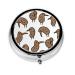 Kiwi Bird Cute Portable Metal Pill Box Round Mini 3-Compartment Plastic Insert hinged Fastening Design Suitable for Small Pills Must-Have for Travel Black