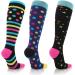 beister Compression Socks for Women & Men 15-20 mmHg Knee High Circulation Support Hose for Running Cycling Sports Multi-Colour-04 (3 Pairs) L-XL