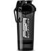 FSA Nutrition protein shaker with powder compartment 600 + 150 ml - sieve & scale for creamy lump -free shakes - protein shaker - leak -proof - BPA free - black
