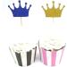 Royal Blue Prince Crown Glitter Gold Cupcake Toppers Picks for Wedding Birthday Baby Shower Boys' Party Decorations 40 PC Royal Blue Gold - Buy Online on GoSupps.com