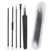 Blackhead Remover Extractor Kit Professional Blackhead Stainless Steel Blackhead Remover for Blackhead Removal for Skin Acne and Pustules 4-Pin+Curved Clip Gift Box Black