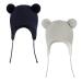 LANGZHEN Toddler Kids Infant Winter Hat Earflap Knit Warm Cap Fleece Lined Beanie for Baby Boys Girls 1-2 Years Classic -Navy+Grey