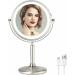 VESAUR 8  Rechargeable Lighted Makeup Mirror  1X/10X Magnifying Vanity Mirror with 3 Colors 50 Dimmable LED Lights  Detachable Travel Cosmetic Mirror  Touch Control  Senior Pearl Nickel  360  Rotation Silver