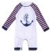 BONVERANO Baby Boys Swimsuit Toddler Bathing Suit Long-Sleeve Zipper One Piece Swimwear with UPF 50+ Sun Protection Anchor 6-9 Months