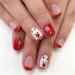 Christmas Press on Nails Short Square Fake Nails Red French Tip Acrylic Nails Cute Elk Snowflake Full Cover False Nails with Designs Press on Nails Winter Xmas Nail Art Decorations for Women Girls Style 2