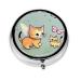 Kitten Butterflyround Pill Box 3 Compartments Round Pill Box Organizer for Purse Or Pocket Portable Travel Pill Box