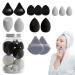 Setting Face Puff - Beauty Makeup Sponge Set - Portable Makeup Puff Blender Sponges Powder Puff for Blending Foundation Cream Black