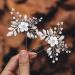 Vakkery Bridal Wedding Hairpins Silver Flower Hair Clips Pearl Wedding Headpiece Bridal Hair Accessories for Women and Girls 2 Pieces