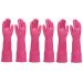 Wekiwgot 3 pairs of rubber gloves long for kitchen reusable and waterproof with non -slip handle ideal for household cleaning and rinsing pink