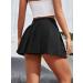 WDIRARA Women's High Waist Pleated Button Skort Asymmetrical Skirt Shorts - Black Plain Medium - Buy Online on GoSupps.com