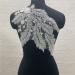 2 Pcs Sequin Crystal Beaded Appliques Pearl Flower Embroidery Lace Patches 3D White Floral Sew on Appliques for Wedding Dress Gown Headpiece Clothing Accessories Home Decoration Craft DIY