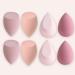 Euduq 8-Piece Makeup Sponge Set | Beauty Blender for Liquid Foundation & Powder | Light Pink Cosmetics Washing Pads - Buy Online on GoSupps.com