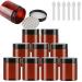 Tianzd 12 pieces small 250 ml brown plastic empty cream can with black lid 250 g empty socket screw box tin cans cosmetic container crucible 6 pieces spatula brown 250ml