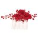 Ipetboom Flower Hair Comb Bridal Hairpiece Bridal Accessories Wedding Hair Accessories Hair Combs for Women Accessories Flower Hair Accessories Tiara Bride Hairpin Rhinestones Red