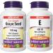 Webber Naturals Grape Seed 100 mg Extra Strength 90 Capsules Antioxidant Support Vegan & Vitamin E 400 IU 120 Softgels Natural Source of Vitamin E Antioxidant Support Seed + Vitamin E 400 IU