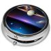 Cosmic Saturn Round Pill Box - 3 Compartment Portable Organizer for Travel - Convenient Travel Pill Storage - Buy Online on GoSupps.com