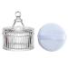 Large Body Powder Puff and Powder Container Crystal Case for Dust Puff Powder applicator with Box for Face and Body (white)