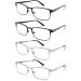 Men's Reading Glasses 4 Pack - Comfort Readers with Flexible Spring Hinge | Rectangle Metal Stainless Steel Eyeglasses in Black/Silver 2.0x - Buy Online on GoSupps.com