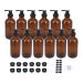 BPFY 12 Pack 8 oz Amber Glass Bottles with Pumps for Essential Oils, Cleaning Products, Lotions, Aromatherapy Oil, Pump Bottles, Refillable Containers with Cap, Funnel, 12 Chalk Labels, 1 Pen 8oz Amber 12Pack