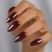 Shop OIFEN Press On Nails - Almond Medium Chrome Burgundy Red | 30pcs Reusable Fake Nails with Nail Glue | Mahogany Glossy Finish - Buy Online on GoSupps.com