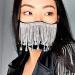 IYOU Glitter Crystal Face Coverings Black Shiny Rhinestone Tassel Face Masks Masquerade Reusable Sparkly Halloween Genie Costume Mask Jewelry for Women and Girls - Buy Online on GoSupps.com