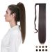 Wrap Around Ponytail Extension Ombre Synthetic 24 Inch Magic Paste Ponytail Straight Ponytail Extensions - Dark Brown Straight 24 Dark Brown