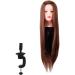 Hairdresser exercise head Professional 24-inch exercise head hairdressing head for brown hair with a bracket stand hairdresser exercise model for washing head and braided head