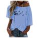 Ppanguding Women Good T-Shirt Summer Mode Off Shoulder Rainbow Bring On The Sunshine Pattern Shirt Shirt Shirt tops Tops Blouse Graphics Print Tea Tops L Blue-C