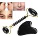 Candeon Roller Massage Set 2pcs Natural Obsidian Double-End Roller & Scraping Board Kit | Perfect Massage Gift Tool for Glowing Skin - Buy Online on GoSupps.com
