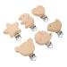 Garneck 6Pcs Natural Wood Suspender Pacifier Clips Cute Beech Wooden Animal Shape Clips Charm DIY Beading Pacifier Chain Accessory ( Mixed Style )