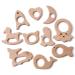 Baby Organic Wood Teether Set DIY Rattle Ring for Infant Gum Relief Grasping Toy Jewelry Holder  Rocket Heart Moon Jellyfish Hobbyhorse Bear Dinosaur Fish Deer Whale