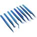 8-Piece Stainless Steel Eyelash Tweezers Set - Fine Tip Ergonomic Blue Titanium Eye Makeup Tools for Women - Portable & Durable - Buy Online on GoSupps.com