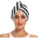Black & White Striped Dog Pattern Quick Dry Hair Cap Set | Super Absorbent Towel & Button Headband | Soft Comfortable 2-Piece | International Shipping - Buy Online on GoSupps.com