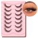Generic Fluffy Lashes False Eyelashes Wispy Cat Eye Lashes Faux Mink False Lashes 3D Volume D Curl Dramatic Lashes Strips Fake Eyelashes 7 Pairs