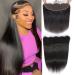 HEFABRIGHT HD Frontal Human Hair 13X4 Lace Closure Front Straight Wave Virgin Human Hair 13X4 Lace Frontal 150 Density Free Part Pre Plucked Hairline Baby Hair Around Natural Black 18 Inch 18 Inch Straight Wave 13x4 Lace Closure