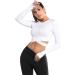 DREAM SLIM Women's Short Sleeve Crop Top - White, Small | Tummy Cross Fit for Yoga, Running, Gym Workout - Buy Online on GoSupps.com