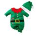 Hifot My First Christmas Baby Girl Boy Romper Christmas Outfits Newborn Long Sleeve Jumpsuit + Hat Infant Clothes Set Green-b 3-6 Months