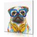 Yidepot Pug French Bulldog Wall Art - Funny Dog Canvas Poster for Kids' Room - Colorful Puppy with Earphone & Glasses - 30x30CM - Buy Online on GoSupps.com