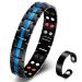 Vicmag Men Magnetic Bracelets Titanium Steel Magnet Bracelet Ultra Strength Double Row 3500 Gauss Wristband Brazaletes with Adjustment Tool & Jewelry Gift Box (Blue 4 Elements)