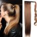 Ponytail Extension Human Hair - 61 cm Remy Clip-In Wrap Around Extensions for Women in Dark Brown - Buy Online on GoSupps.com