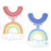 2 Pack Toddler Toothbrush for Age 2-6 Years ,Kids Toothbrush for 1-7 Years Children, U-Shape Extra Soft Toothbrush for Children by RAXIFU (Rainbow Pink-Blue)